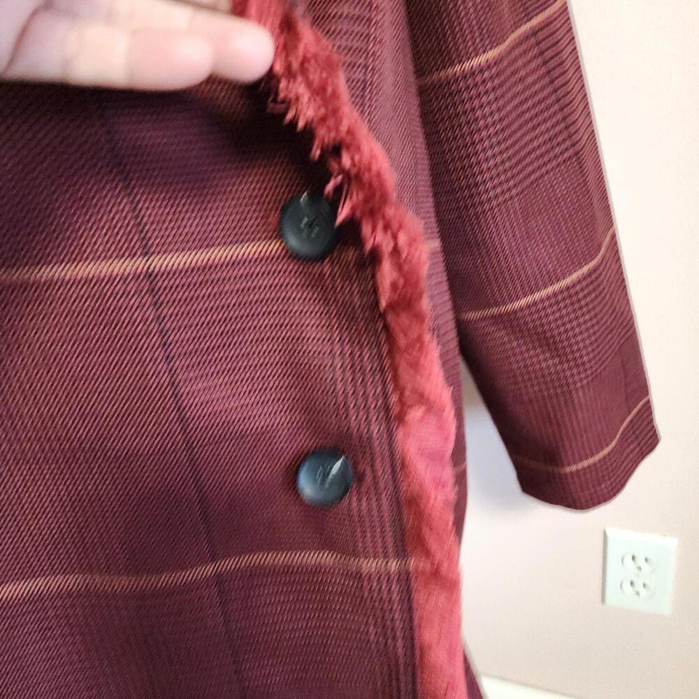 NWT Laurie Felt Zoe Plaid Wrap Coat Burgundy Plaid JACKET BLAZER XL - Picture 5 of 9